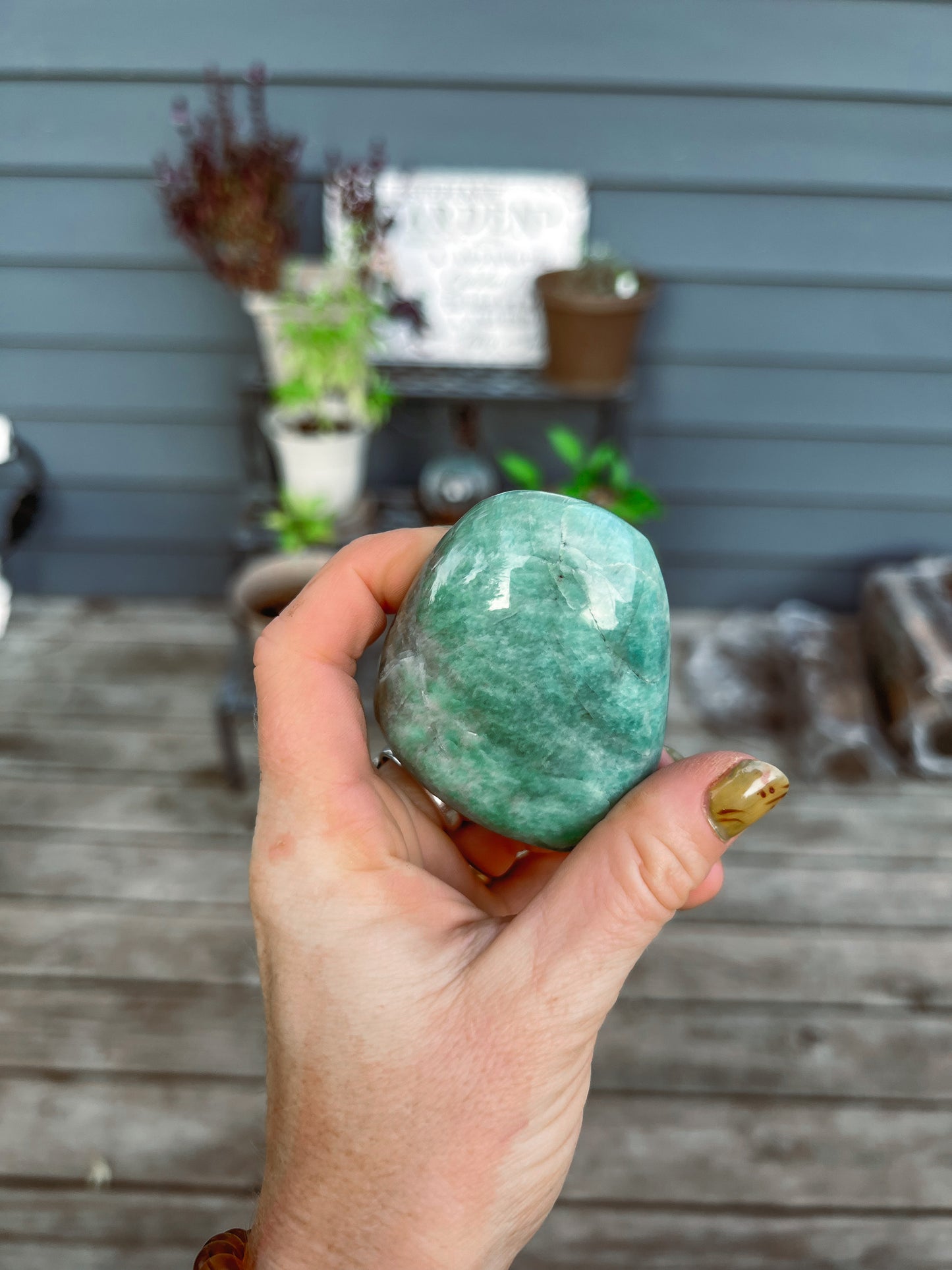 Blue Green Amazonite Palmstone