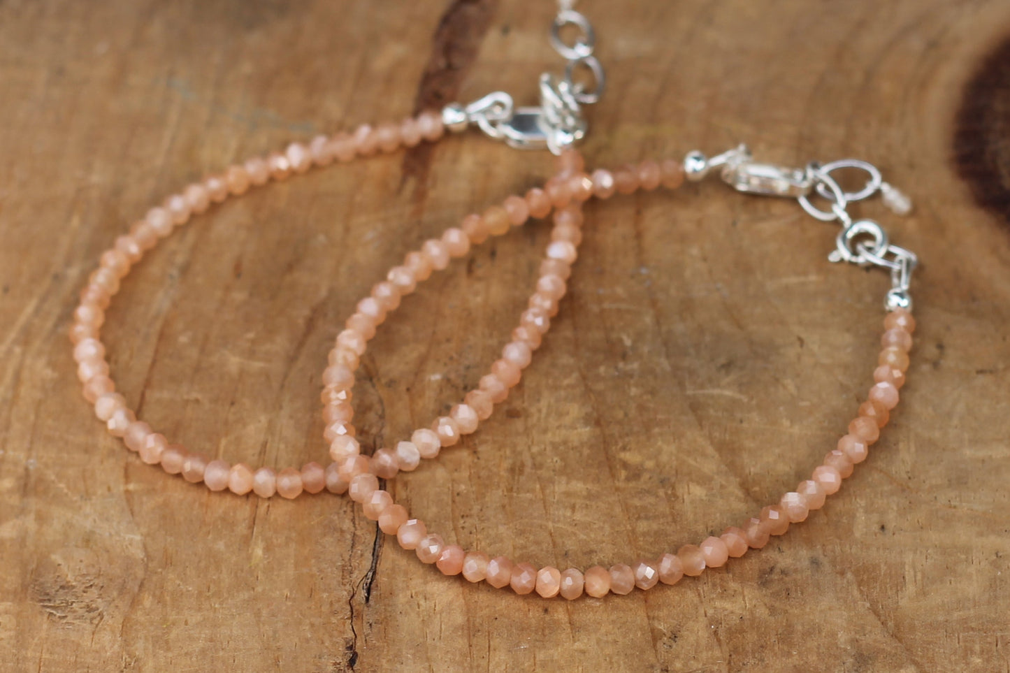 Peach Moonstone Faceted Bracelet – Faceted Beads