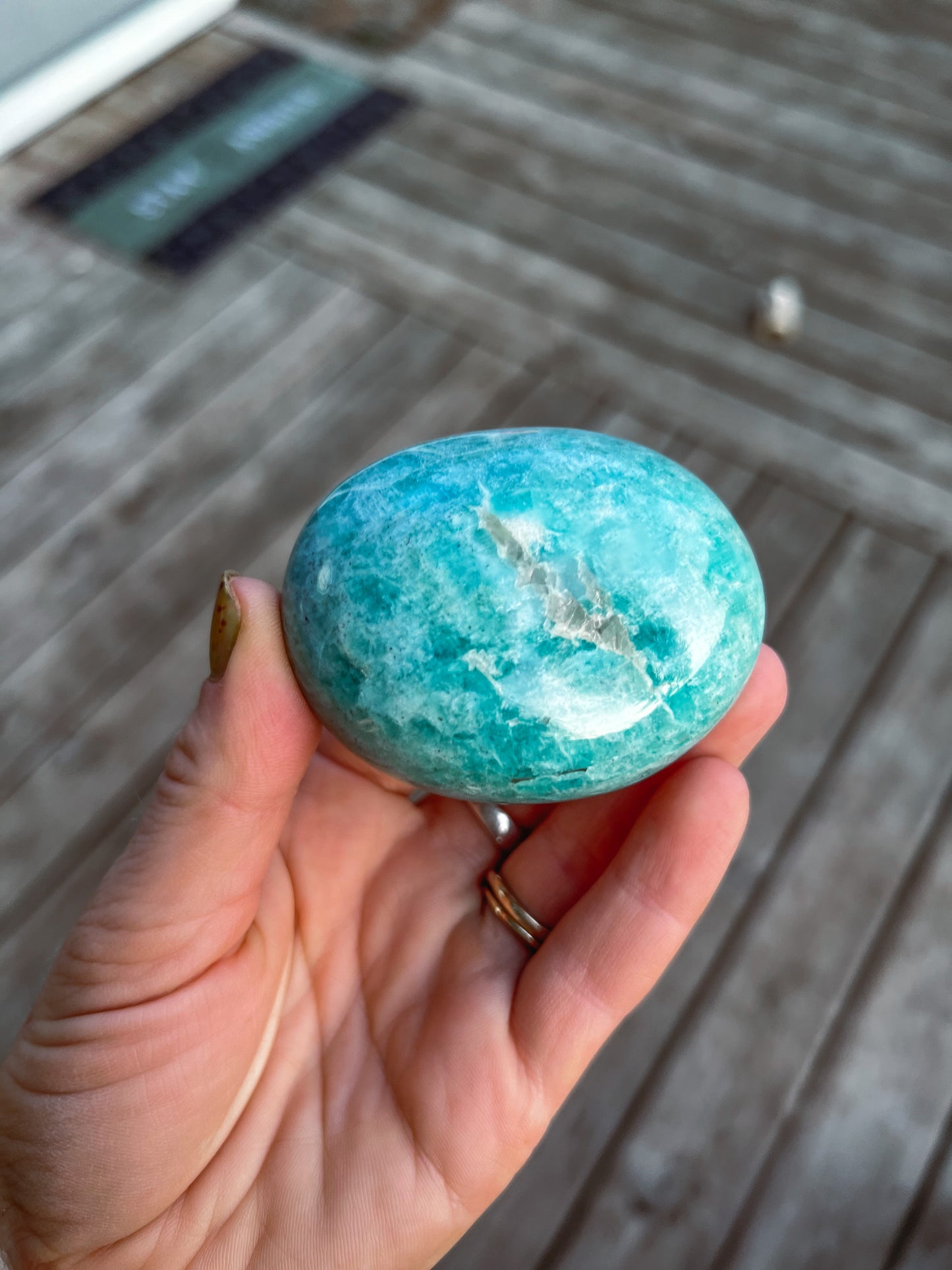 Blue Amazonite Palm Stone