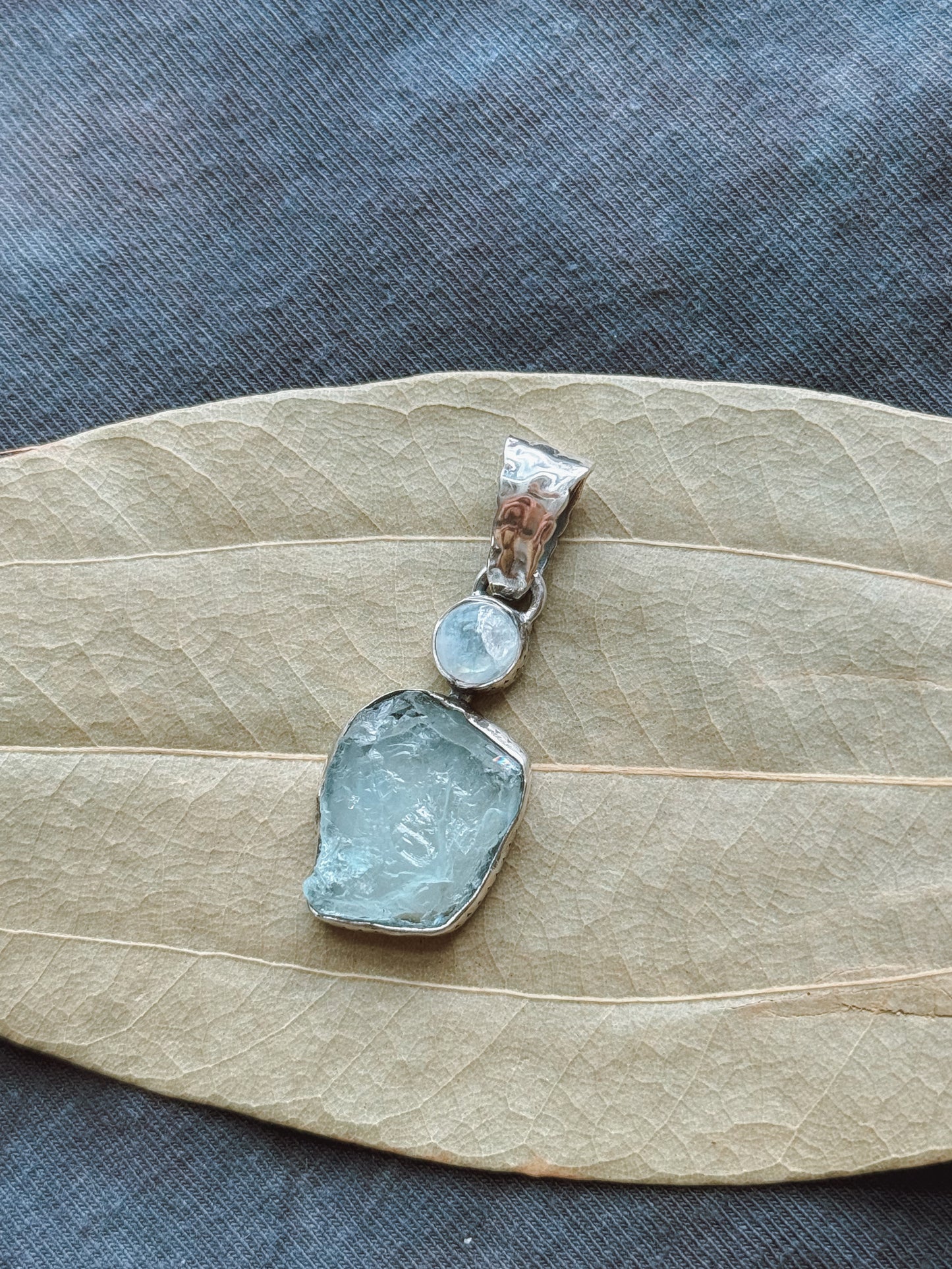 Aquamarine & Herkimer Diamond Sterling silver pendant