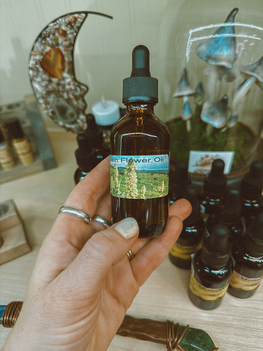 Mullein Flower Oil – Herbal Support for Ears, Skin & Inflammation (2oz)