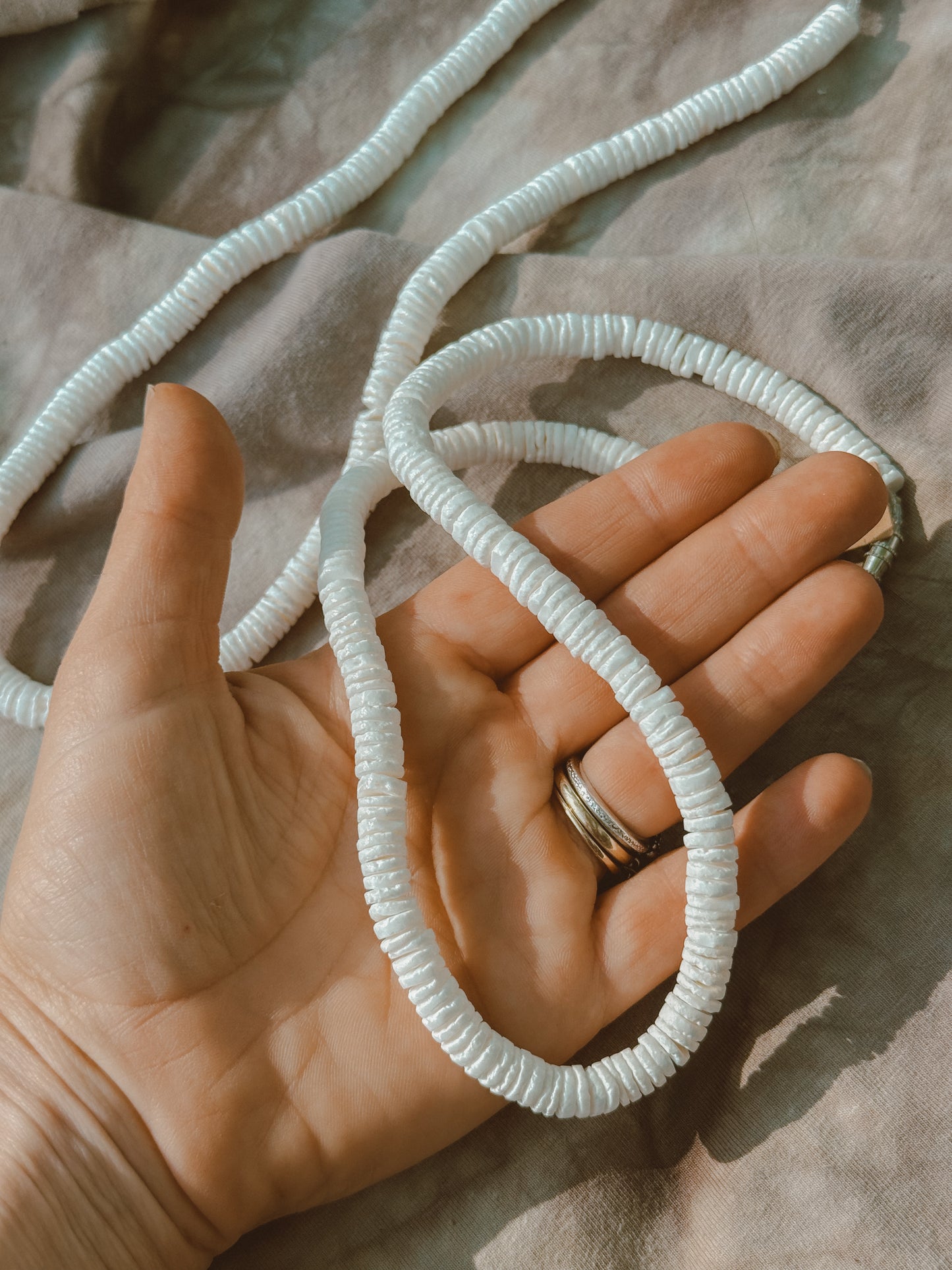 Smooth Heishi Shell Necklace 8mm - 20”