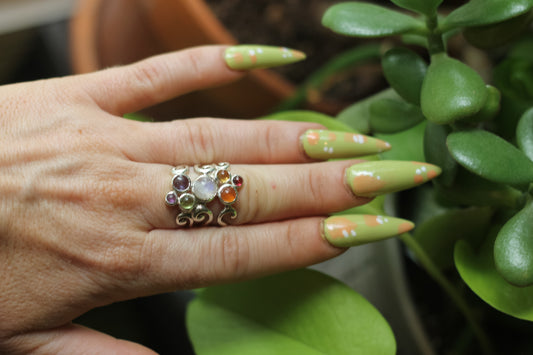 Chakra Bubble Ring | Sterling Silver & Multi-Gemstone