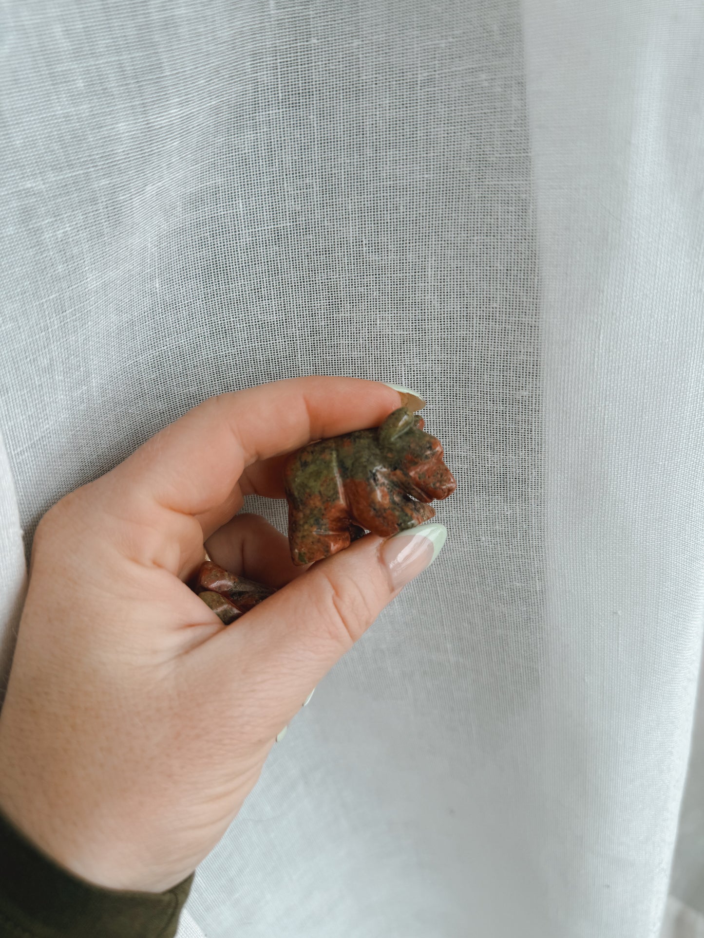 Unakite Bear carving stone