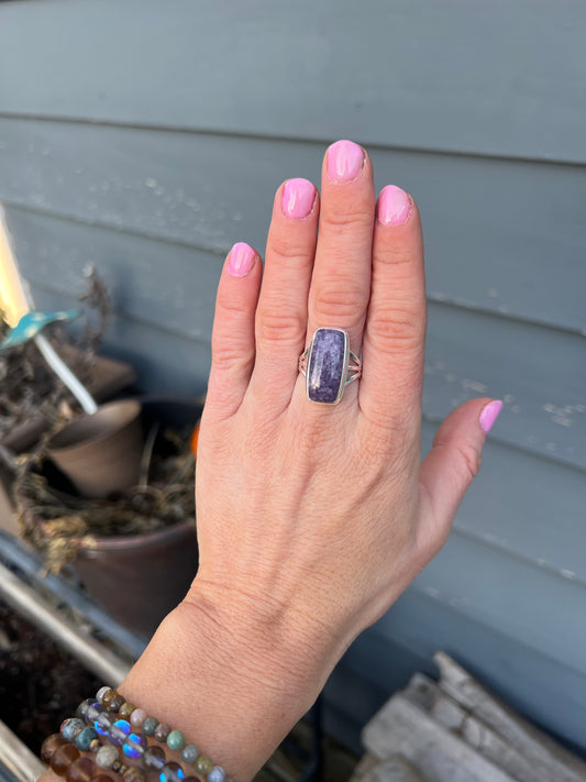 Purple Lepidolite ring size 8