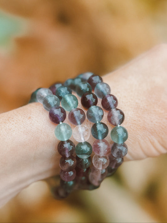 Rainbow Fluorite Stretch Bracelet – 8mm Beads