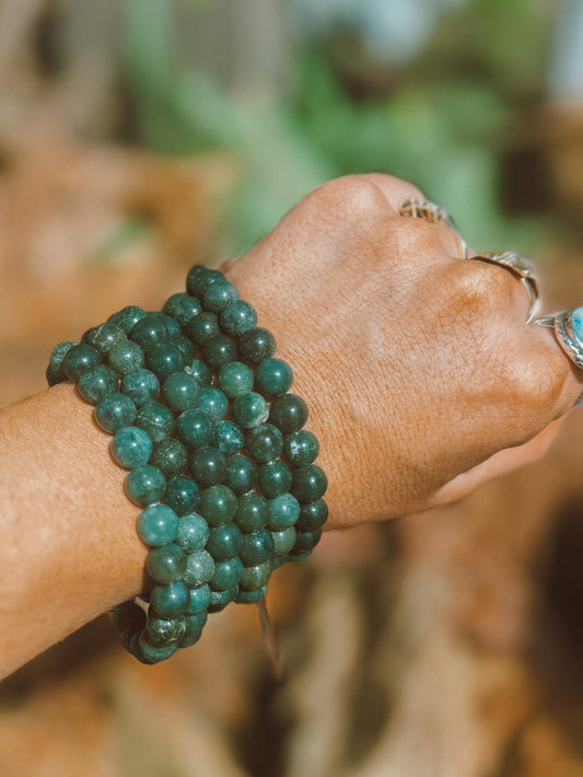 Moss Agate Stretch Bracelet – 8mm Bead
