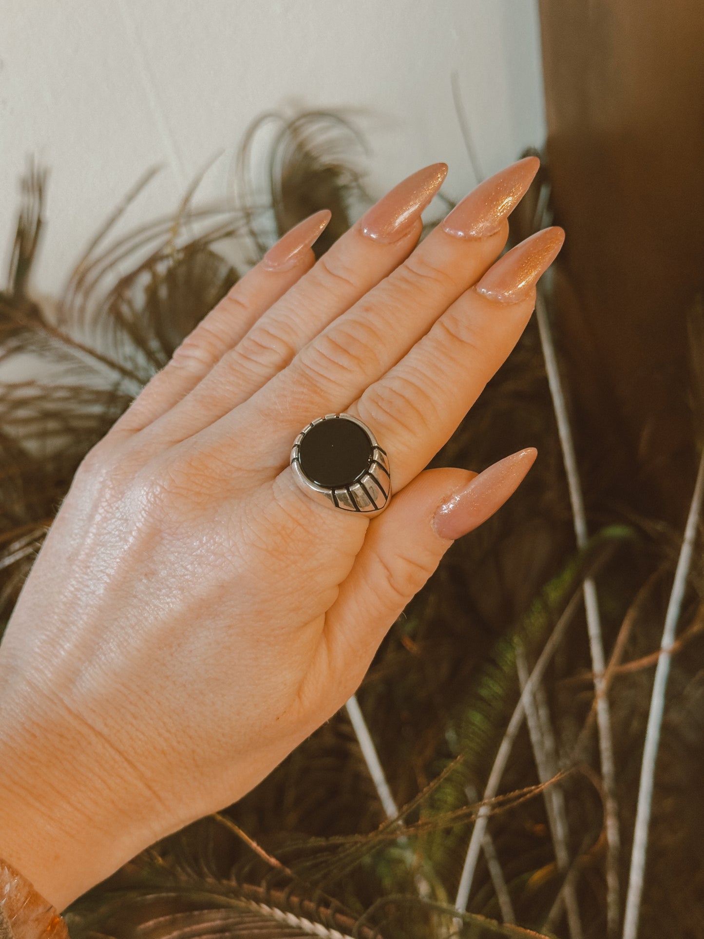 Onyx Sterling silver ring size 8.5