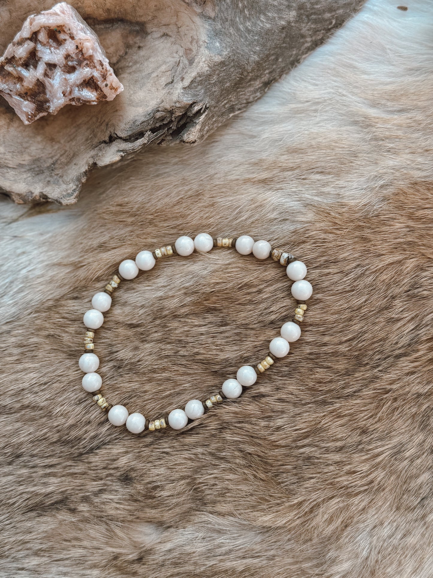 White Fossil Jasper Bracelet