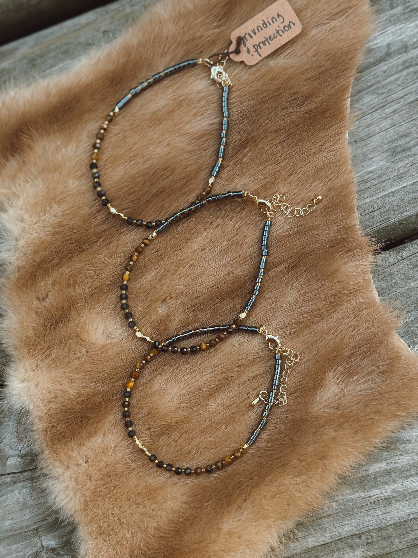 Grounding & Protection Faceted Bracelet – Tiger’s Eye, Terahertz & Hematite Faceted Beads