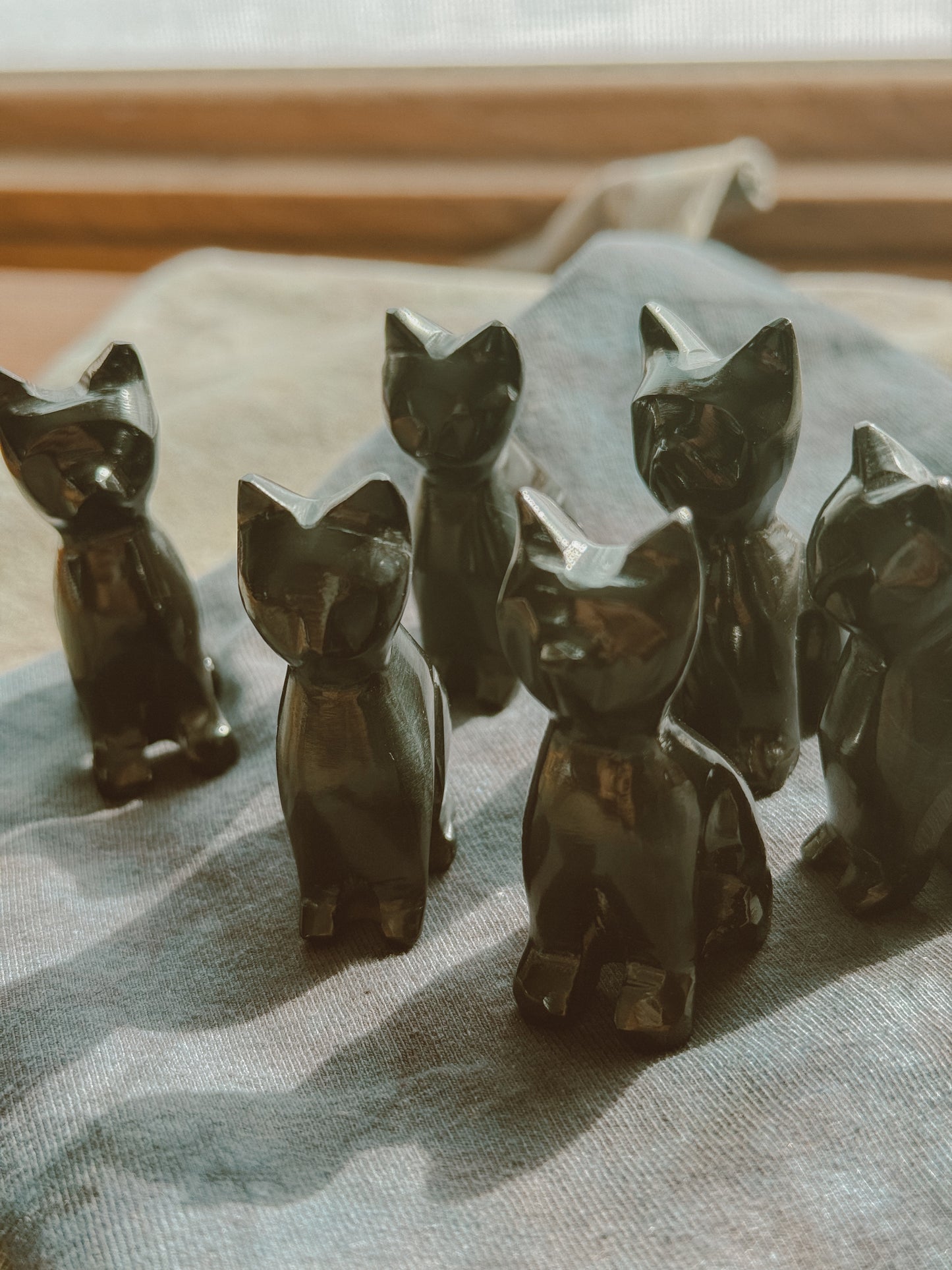 Black Cat Onyx stone carving
