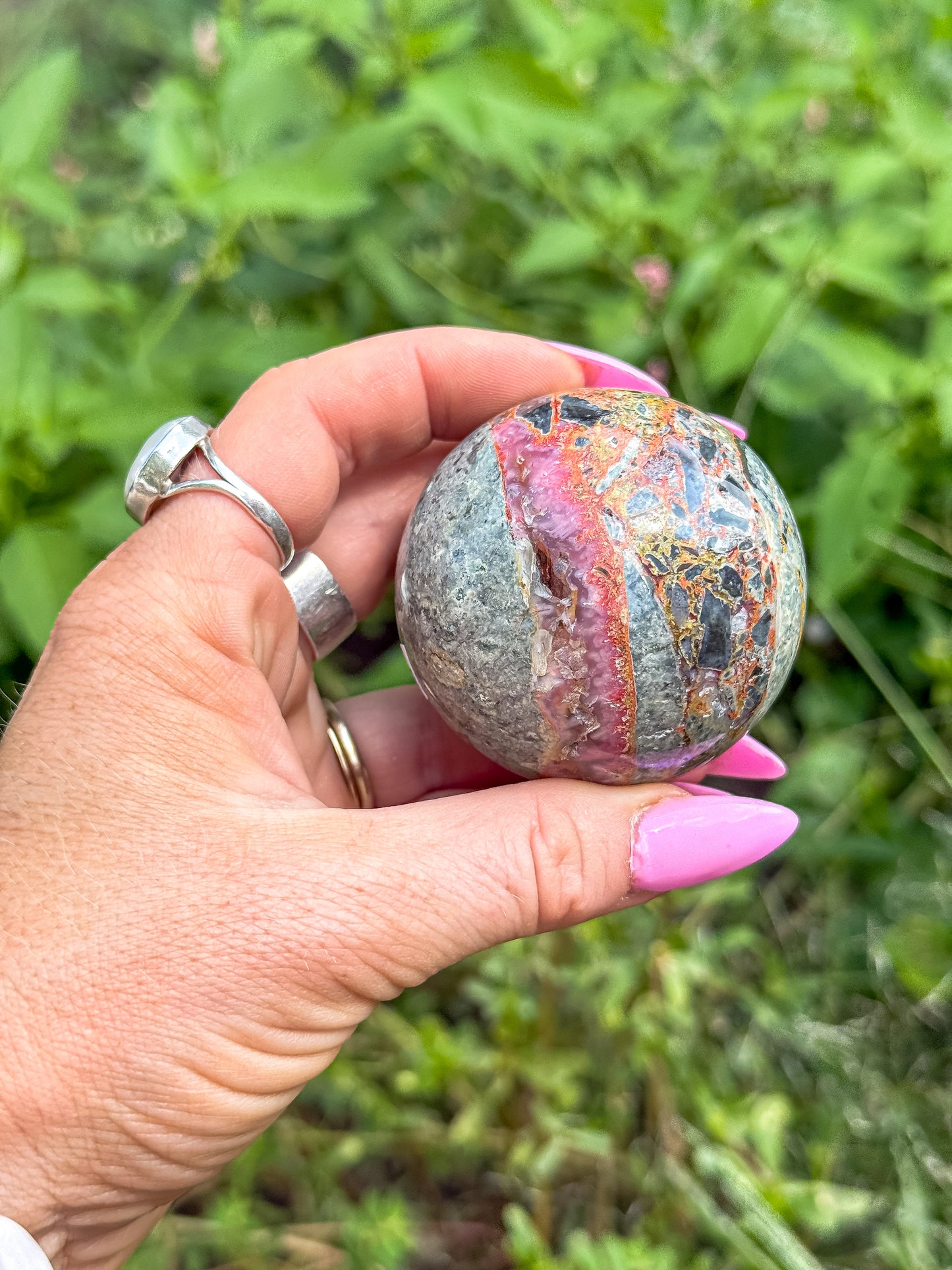 Bumblebee Jasper & Pink Chalcedony Sphere