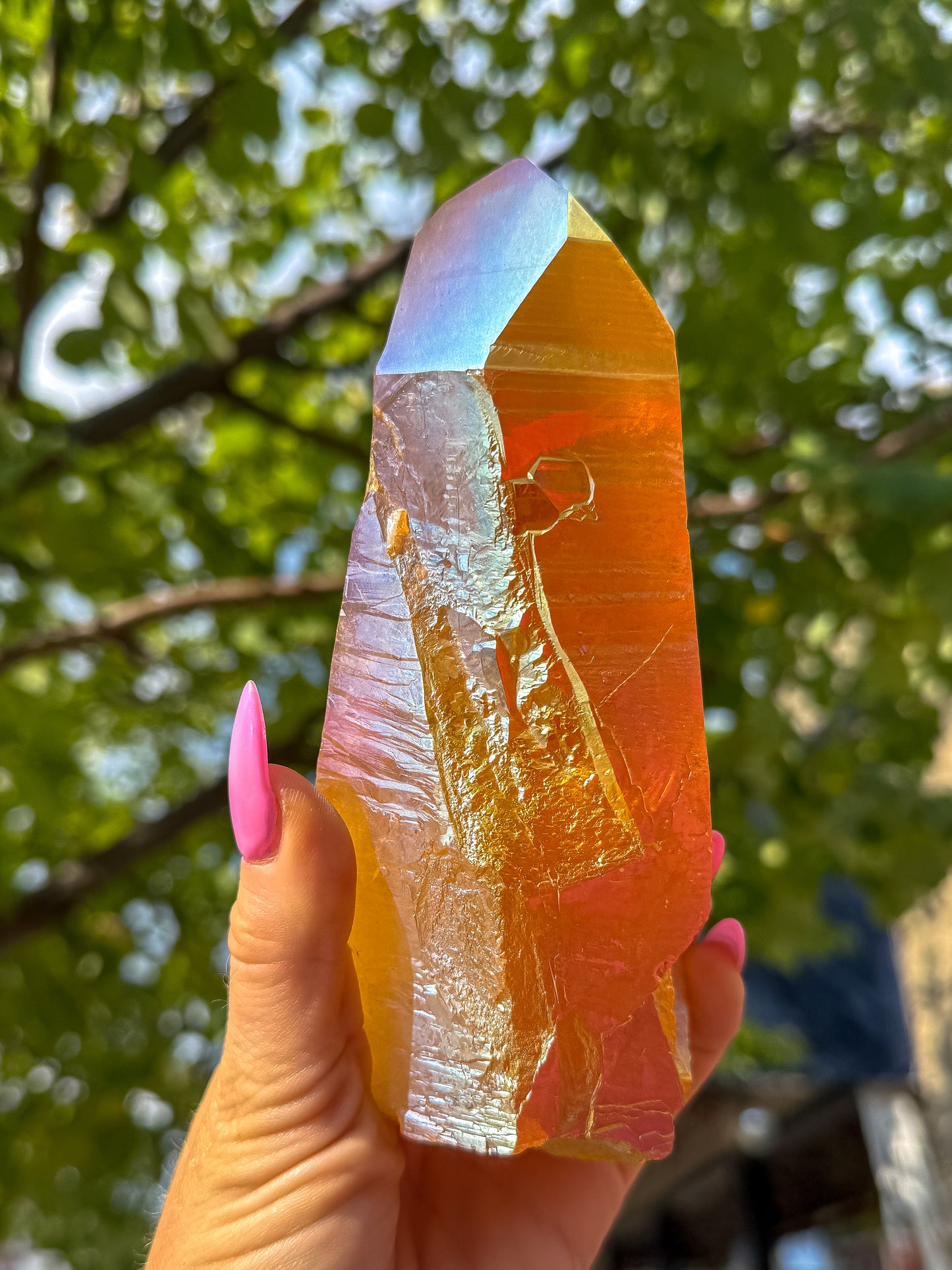 Sunset Aura Lemurian Quartz