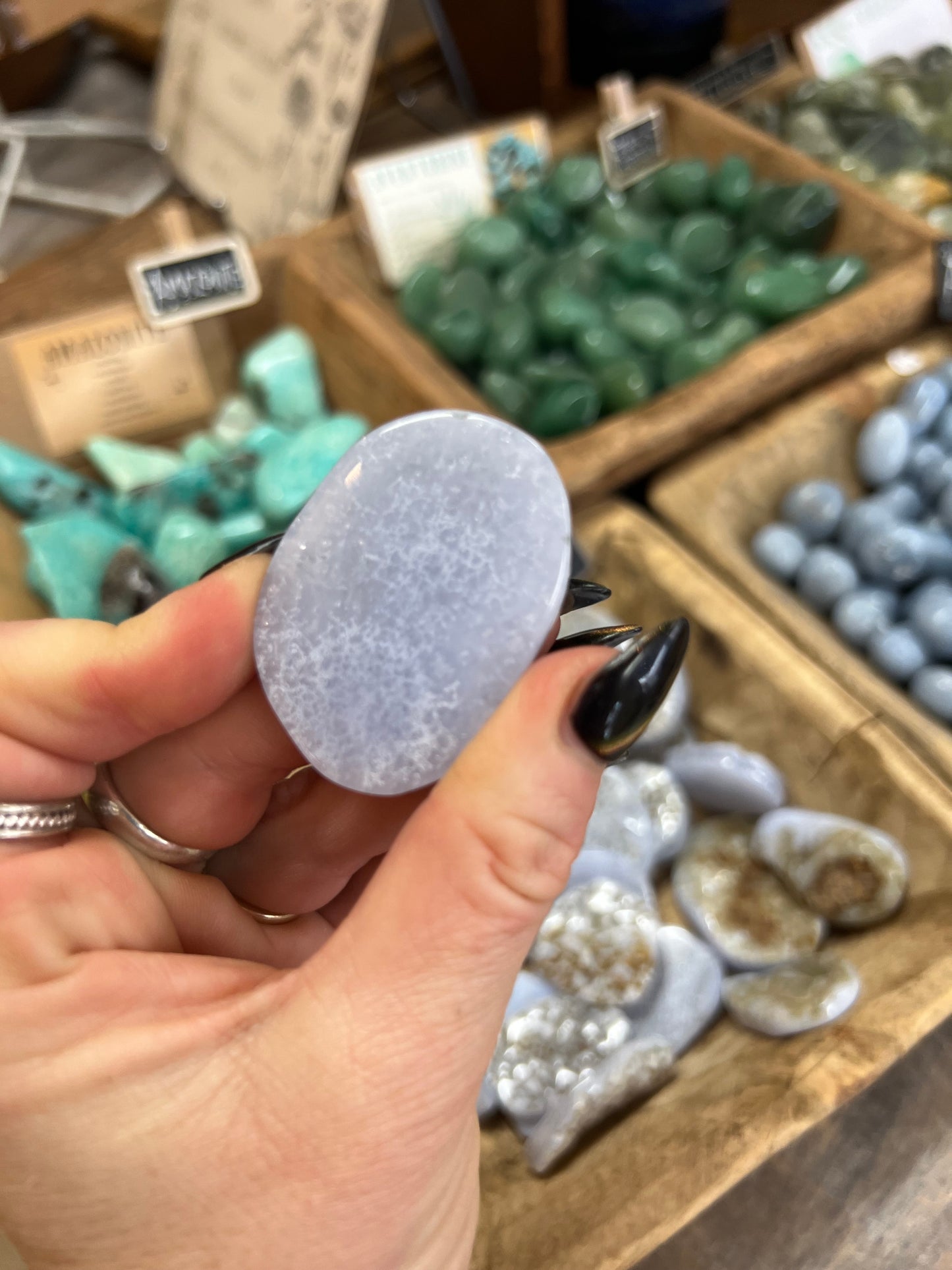 Blue Lace Agate authentic tumbled palm stone