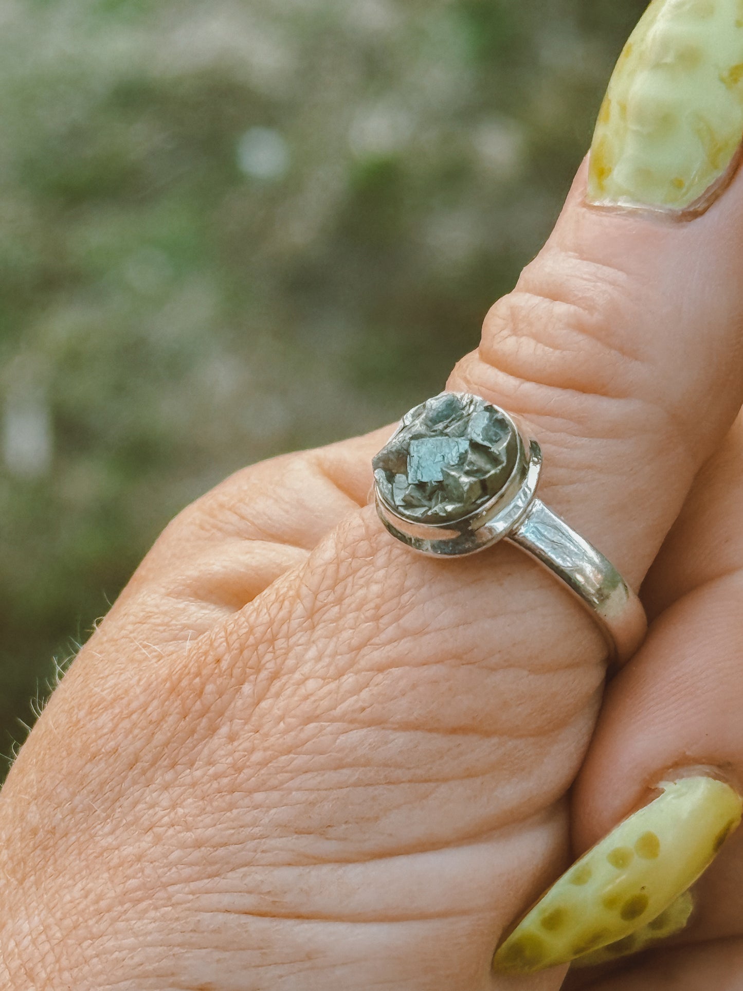 Pyrite Cluster Sterling Silver Ring – Size 9