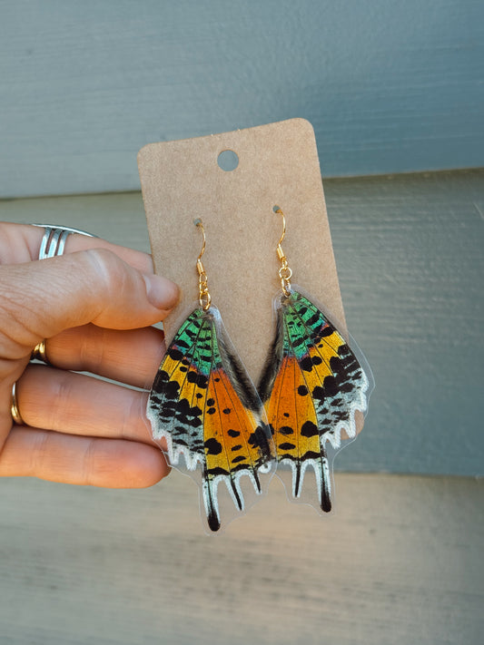 Rainbow Sunset Moth Wing Earrings – Gold Plated Sterling Silver