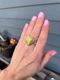 Lime Green Lizardite Sterling silver ring size 7