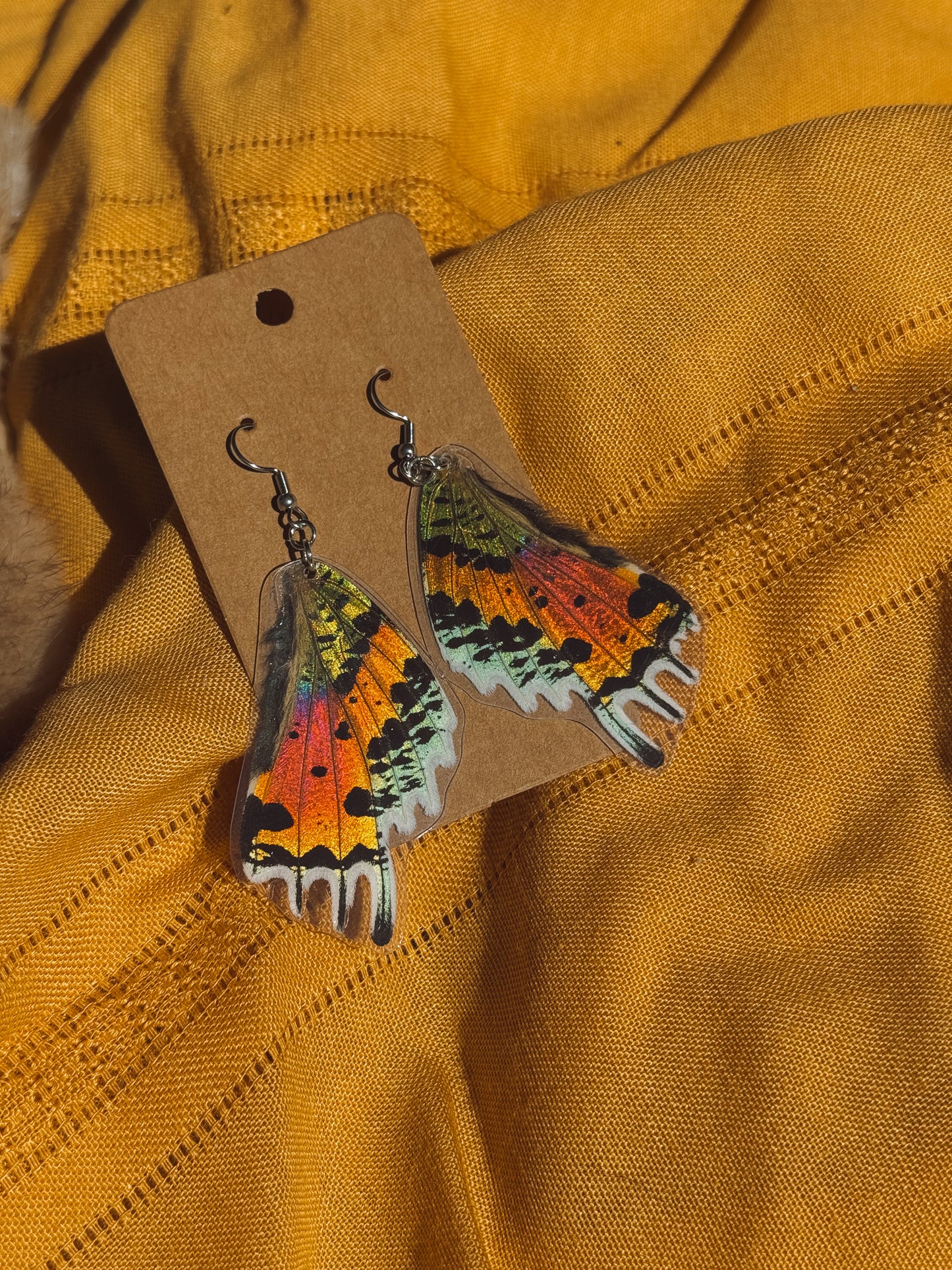 Rainbow Sunset Moth Wing Earrings – Stainless Steel