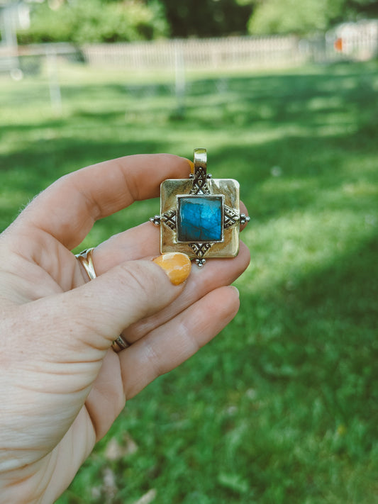 Labradorite Brass Pendant