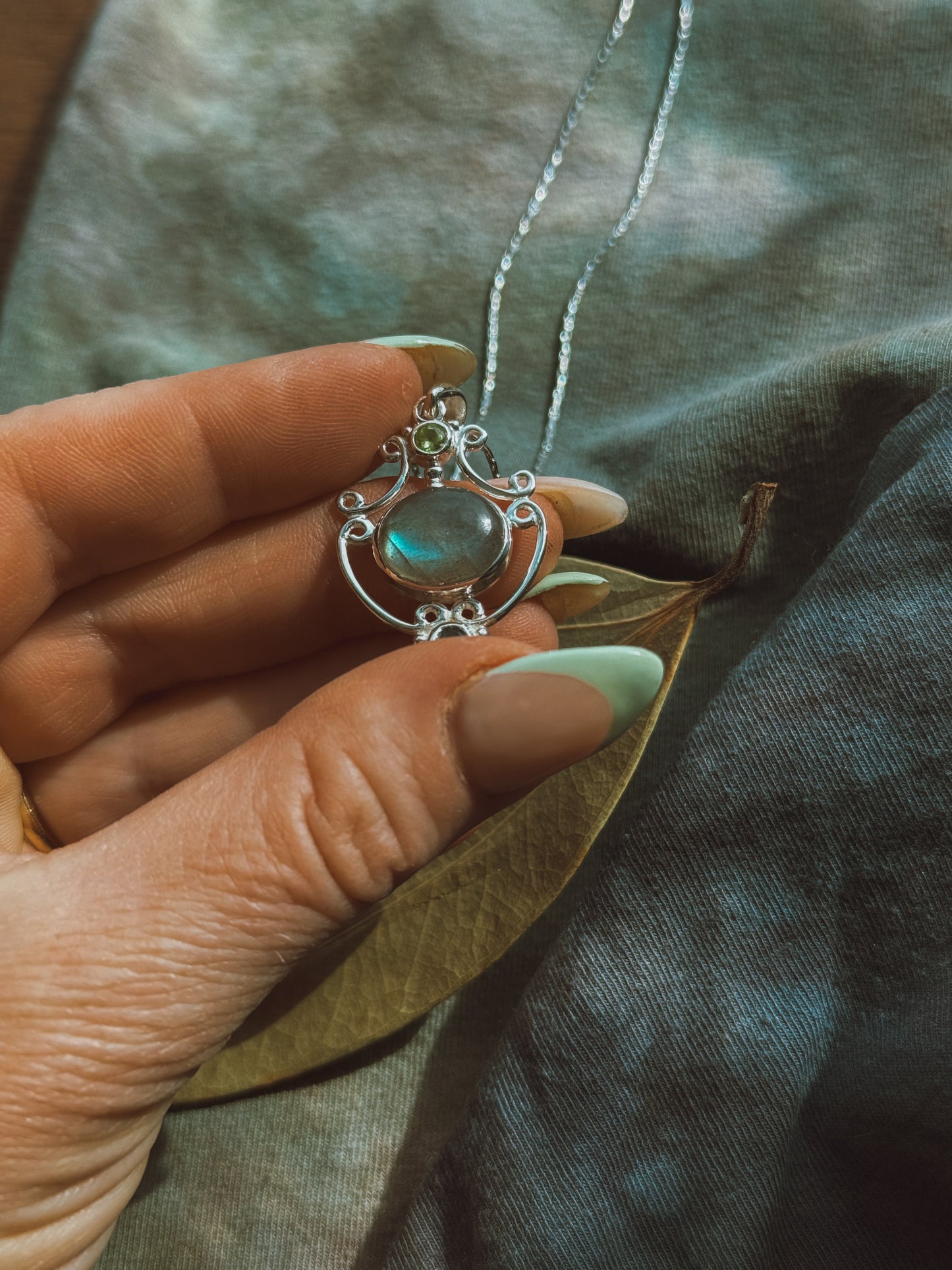 Labradorite Iolite Peridot Sterling Silver Pendant