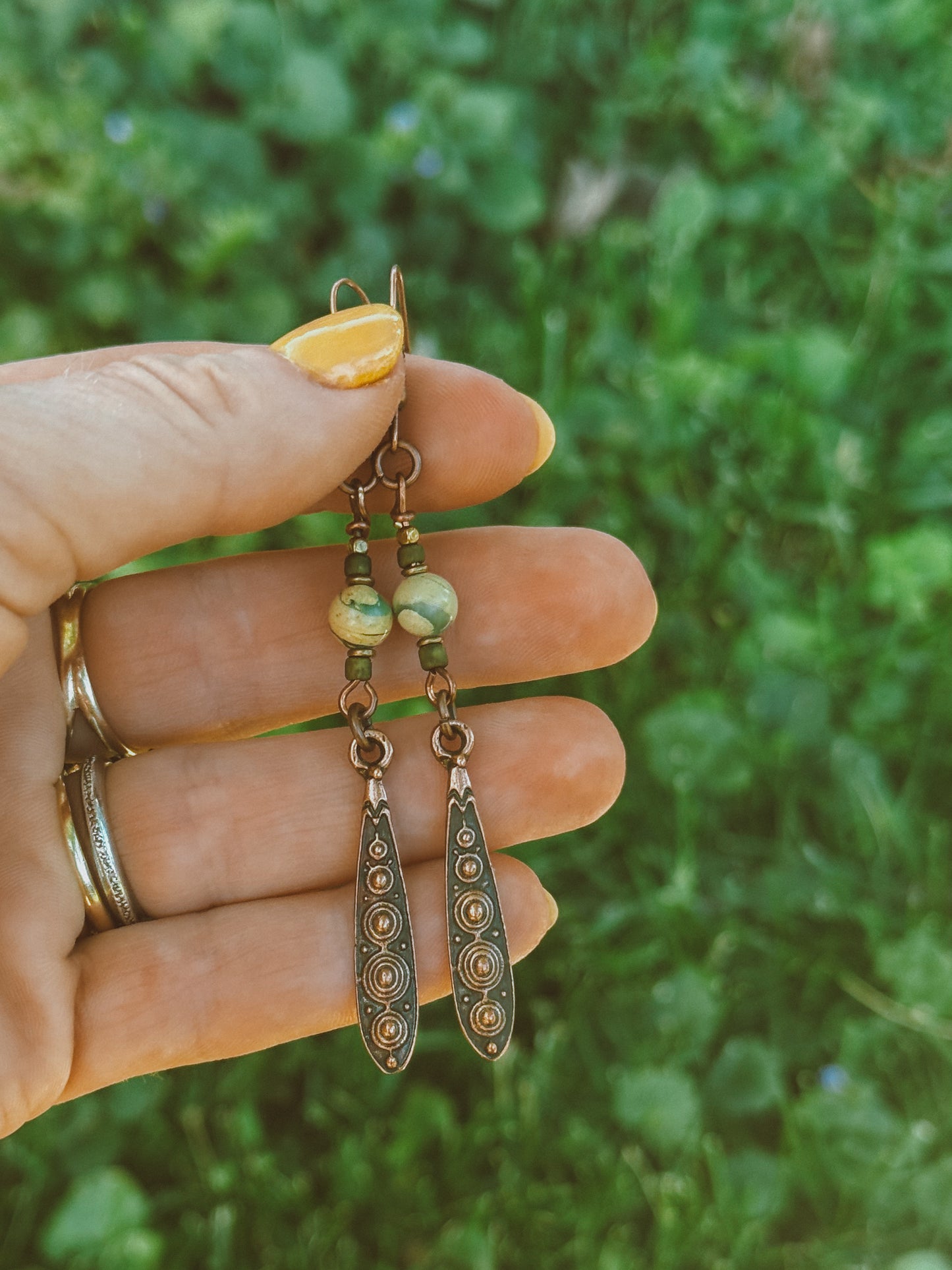 Dragon Jasper Antique Copper earrings