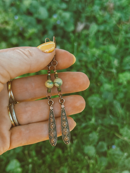 Dragon Jasper Antique Copper earrings
