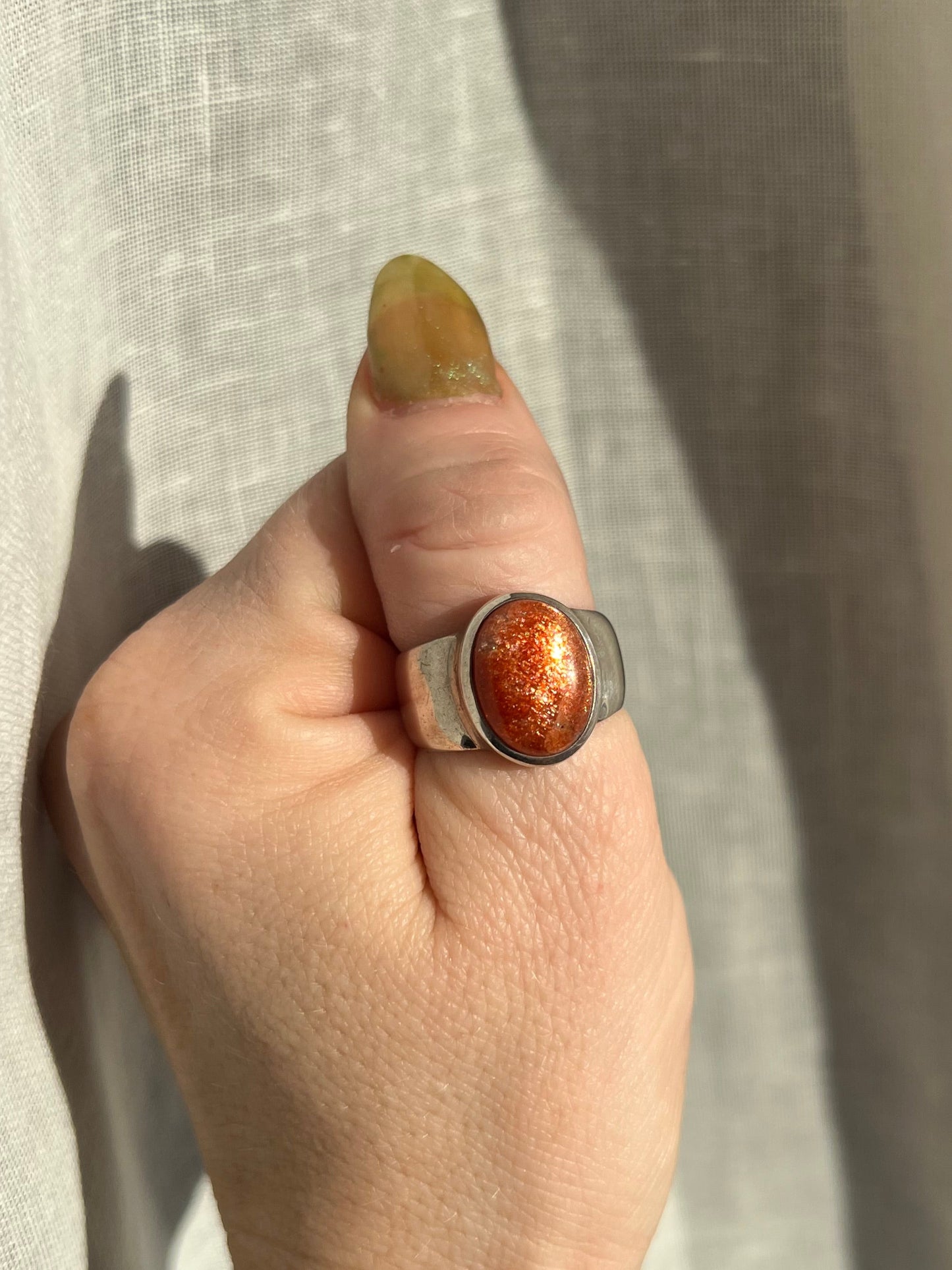 Sunstone Sterling Silver Ring – Size 8
