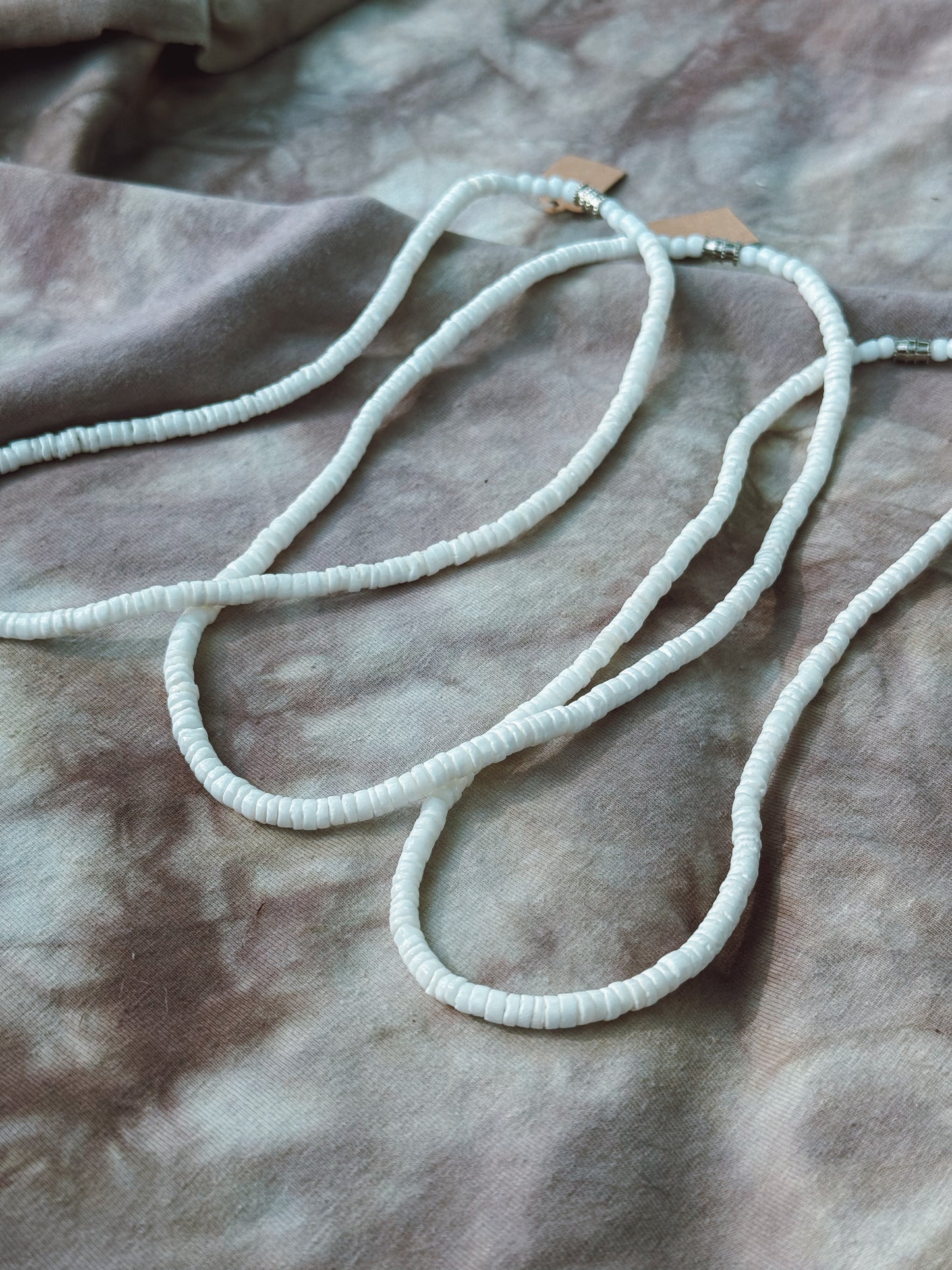 Heishi White Shell necklace 3-4mm 16”