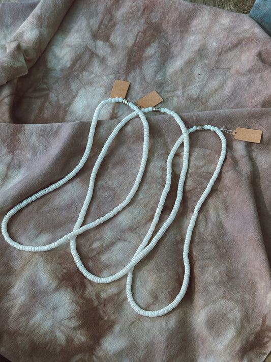 Heishi White Shell necklace 3-4mm 16”