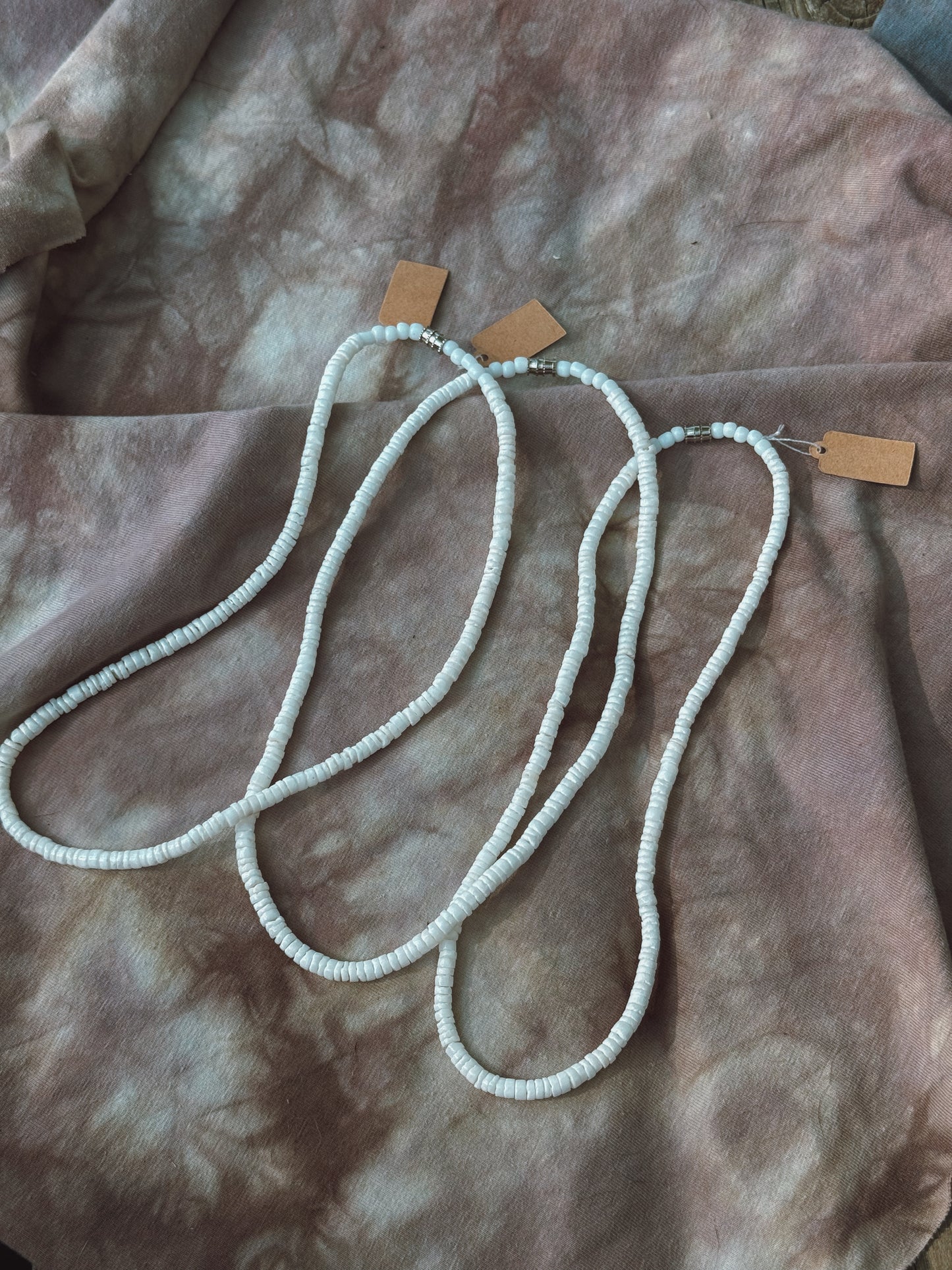 Heishi White Shell necklace 3-4mm 16”