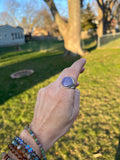 Perfect Purple Jade Sterling Silver Ring size 9
