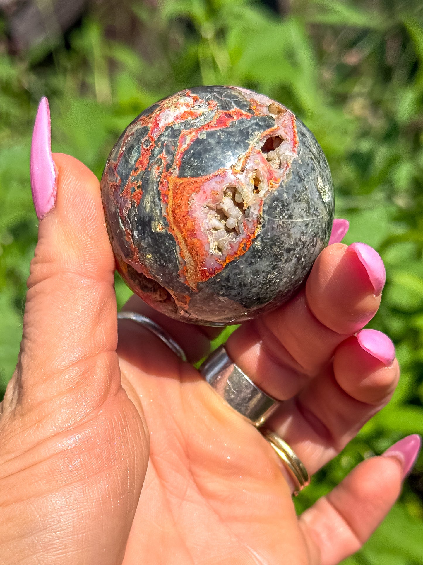 Pink Bumblebee Jasper sphere
