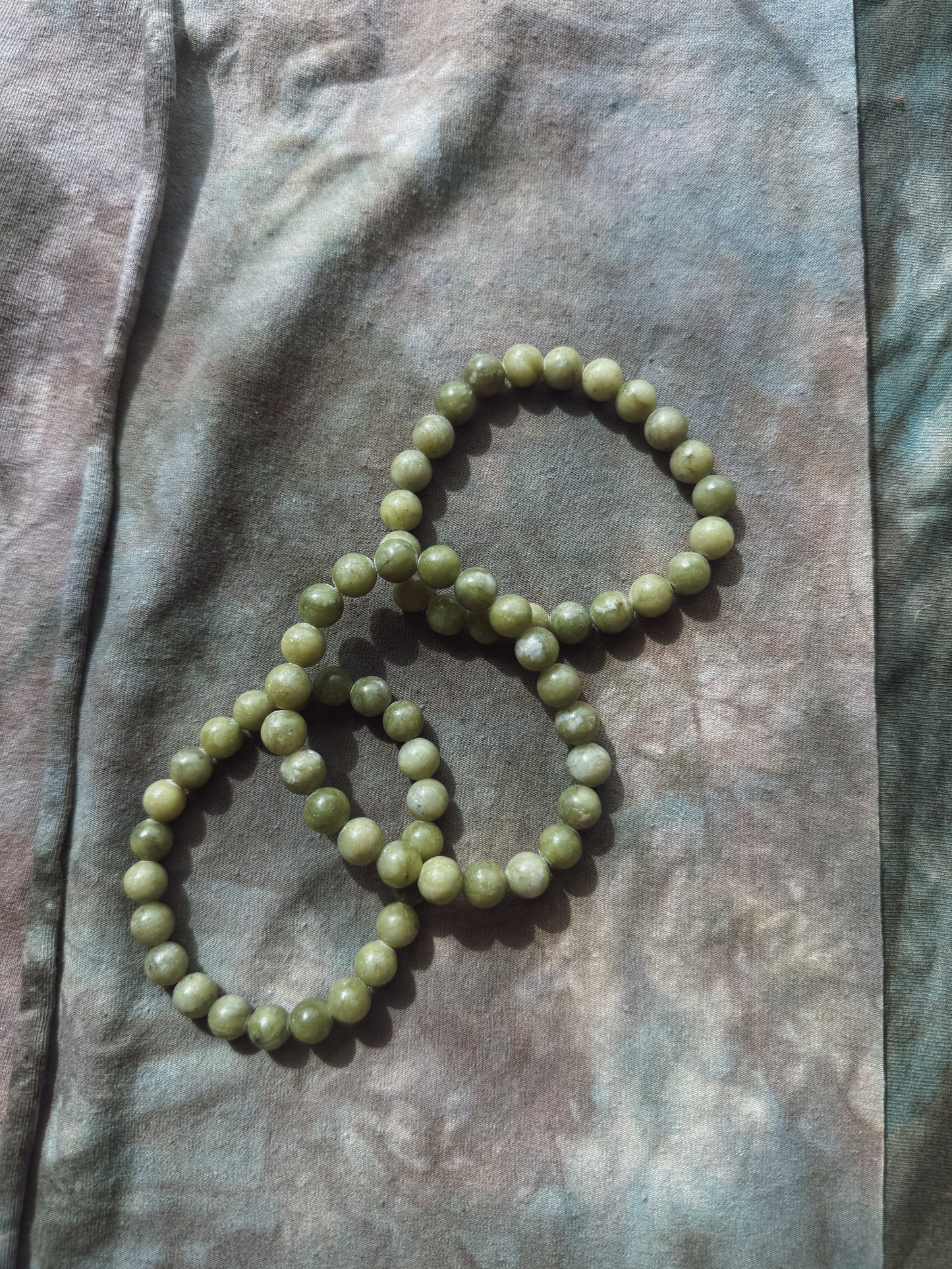 Olive Green Jade Stretch Bracelet