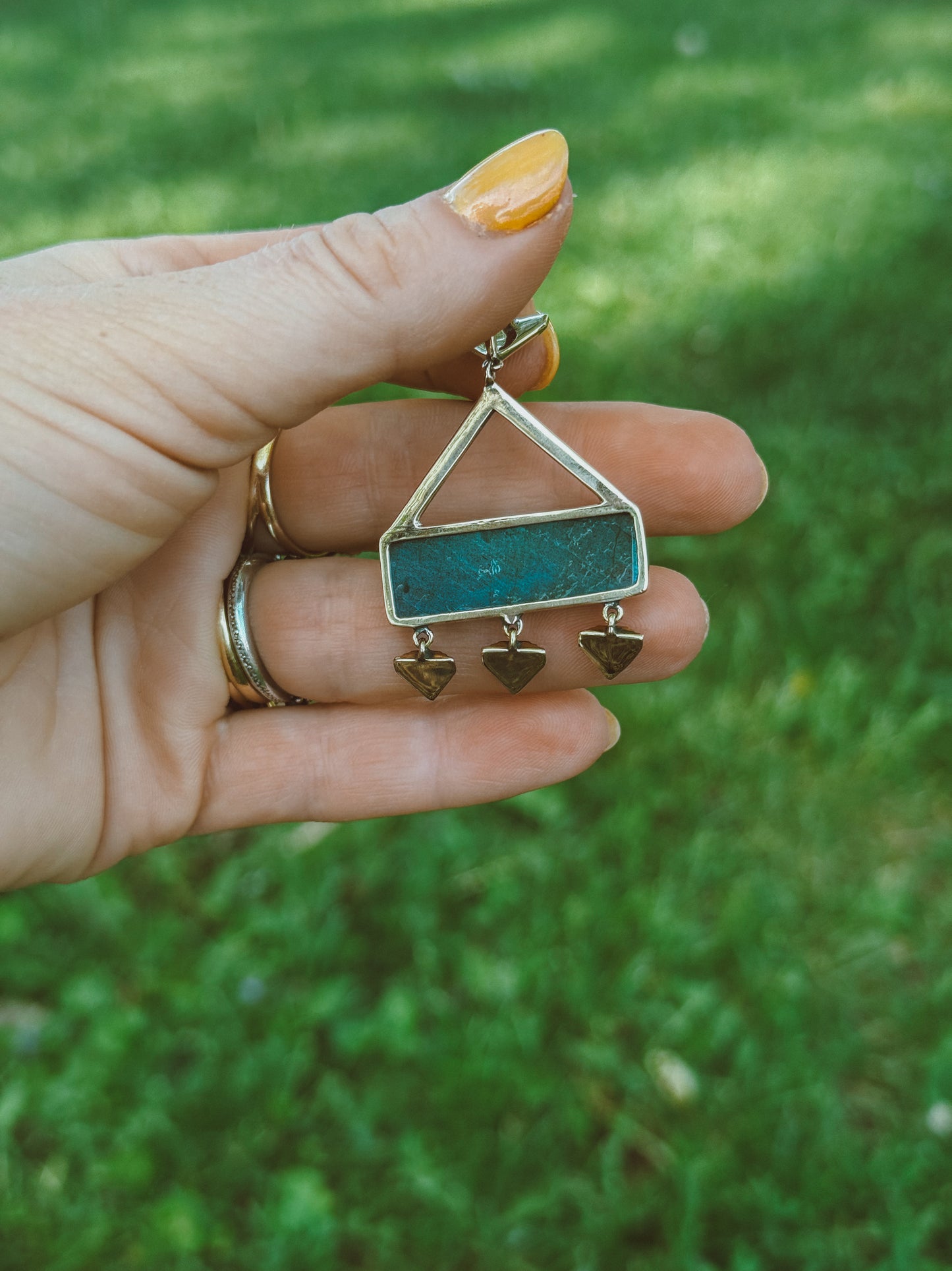 Labradorite Brass Pendant