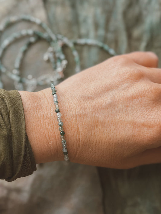 Moss Agate Faceted Bracelet — adjustable clasp