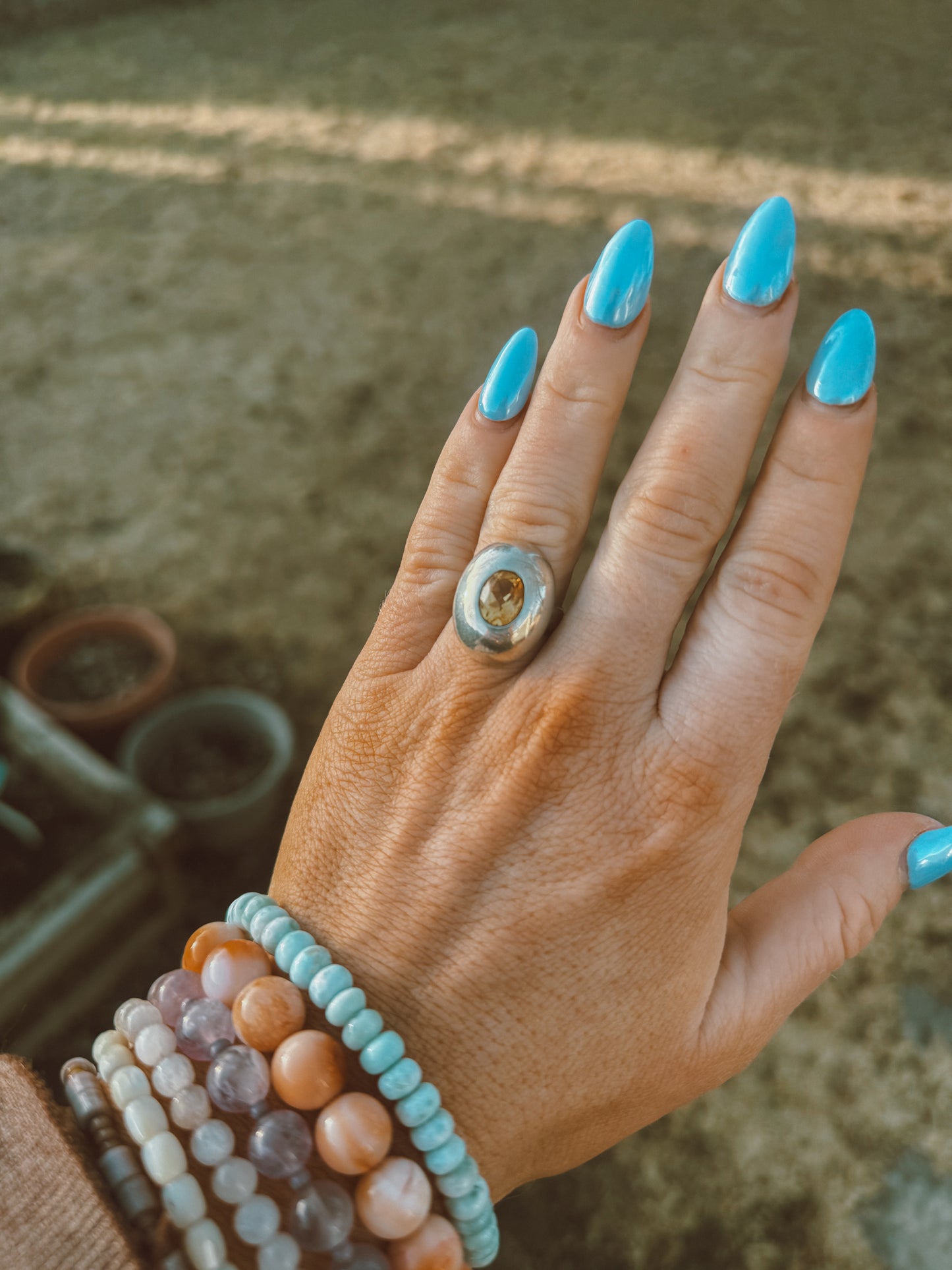 Faceted Citrine Sterling Ring size 6