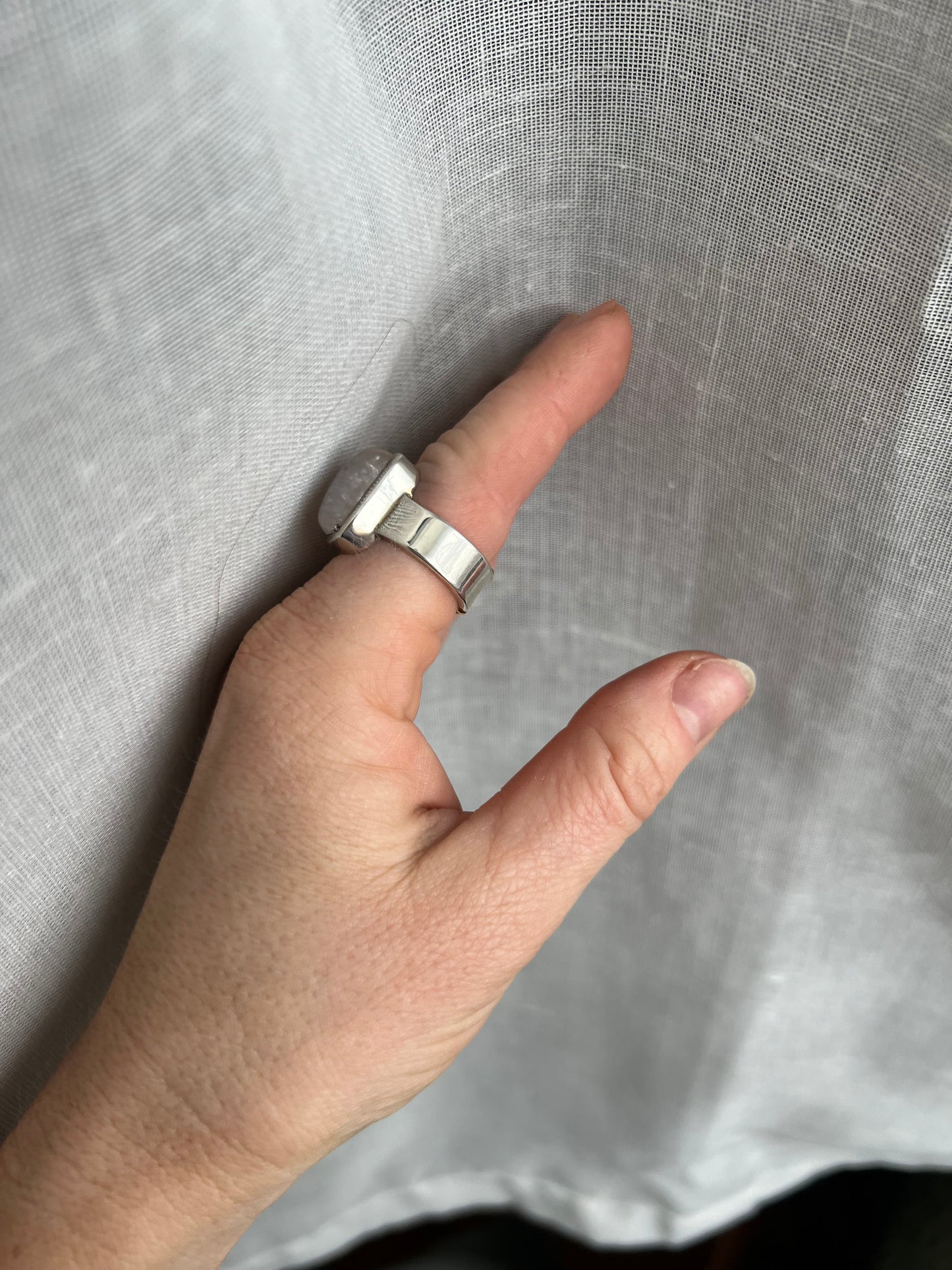 Rainbow Moonstone Square ring size 8