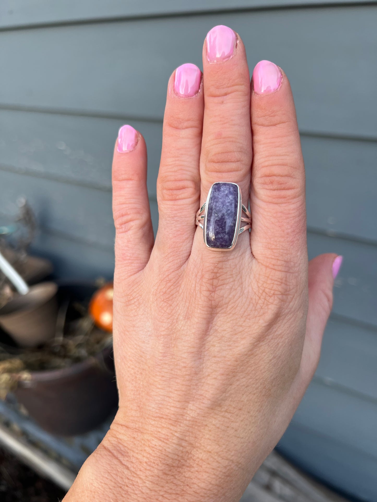 Purple Lepidolite ring size 8