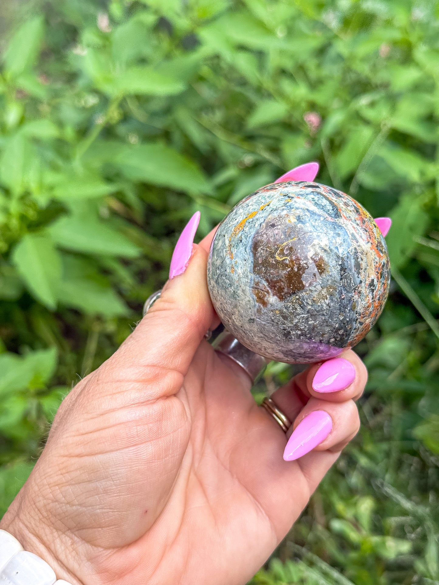 Bumblebee Jasper & Pink Chalcedony Sphere