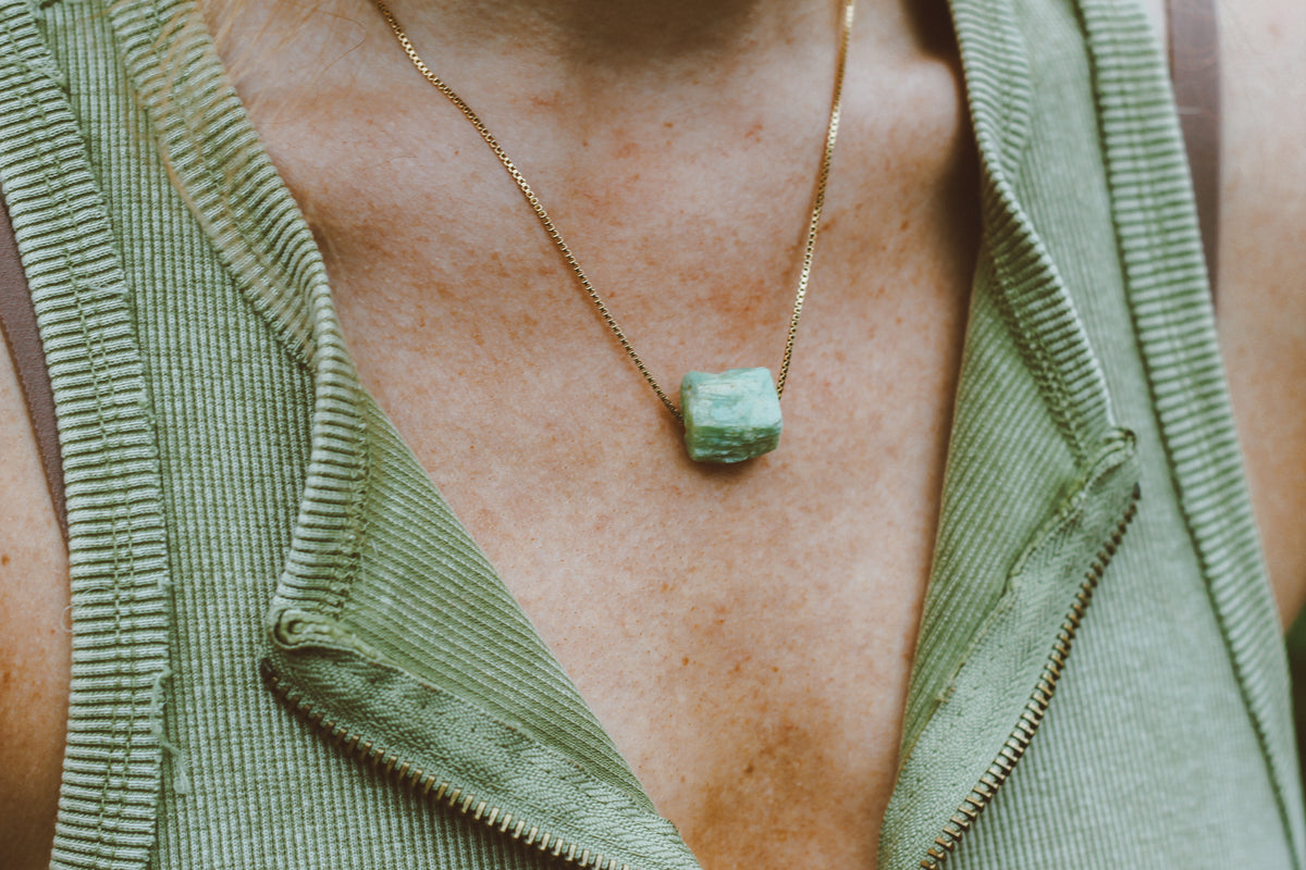 Raw Australian Chrysoprase Necklace | Heart of the Earth