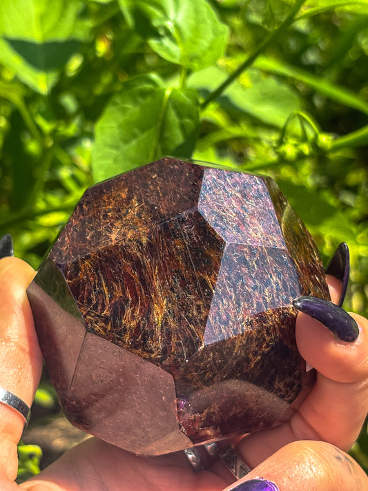 Large Polished Almandine Garnet | Faceted Collector’s Mineral Specimen