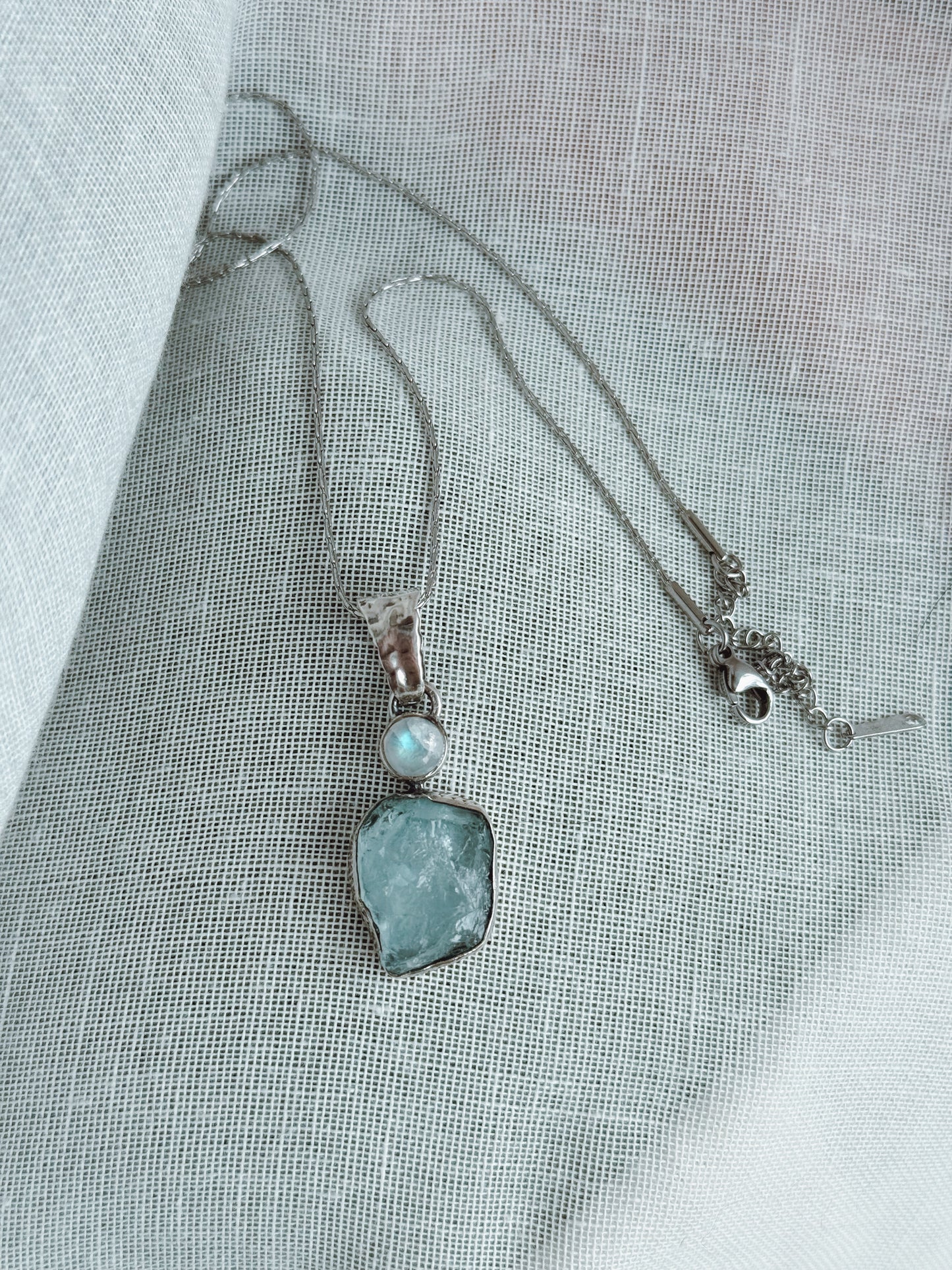 Aquamarine & Herkimer Diamond Sterling silver pendant