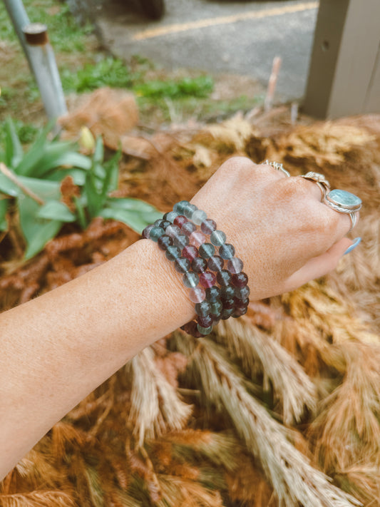 Rainbow Fluorite Stretch Bracelet – 8mm Beads