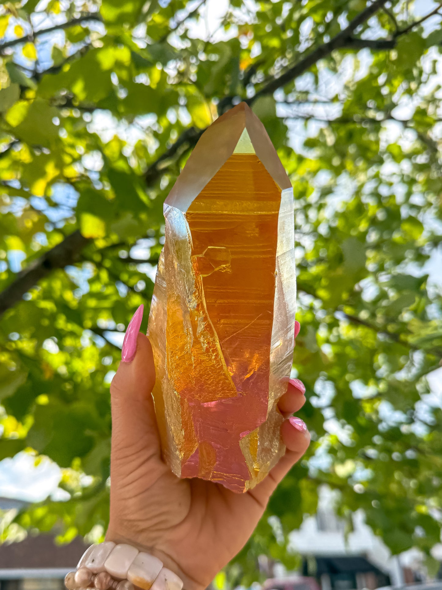 Sunset Aura Lemurian Quartz