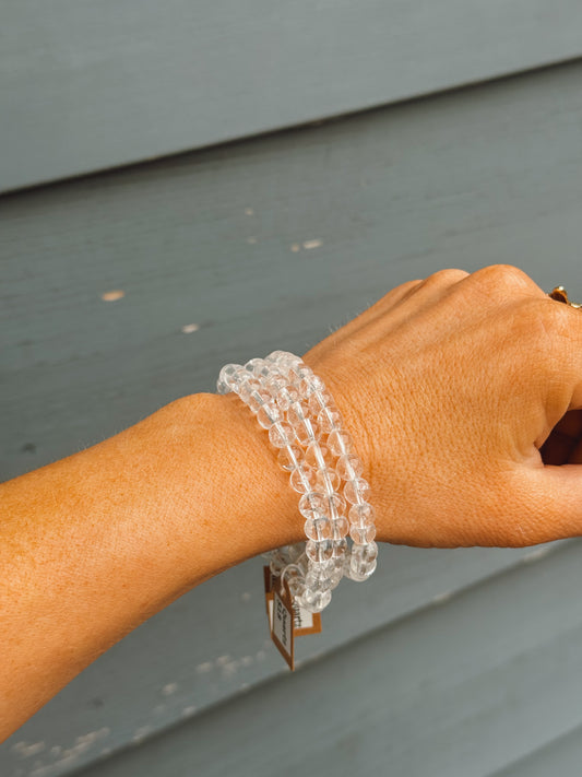 Clear Quartz Stretch Bracelet – 6mm Beads