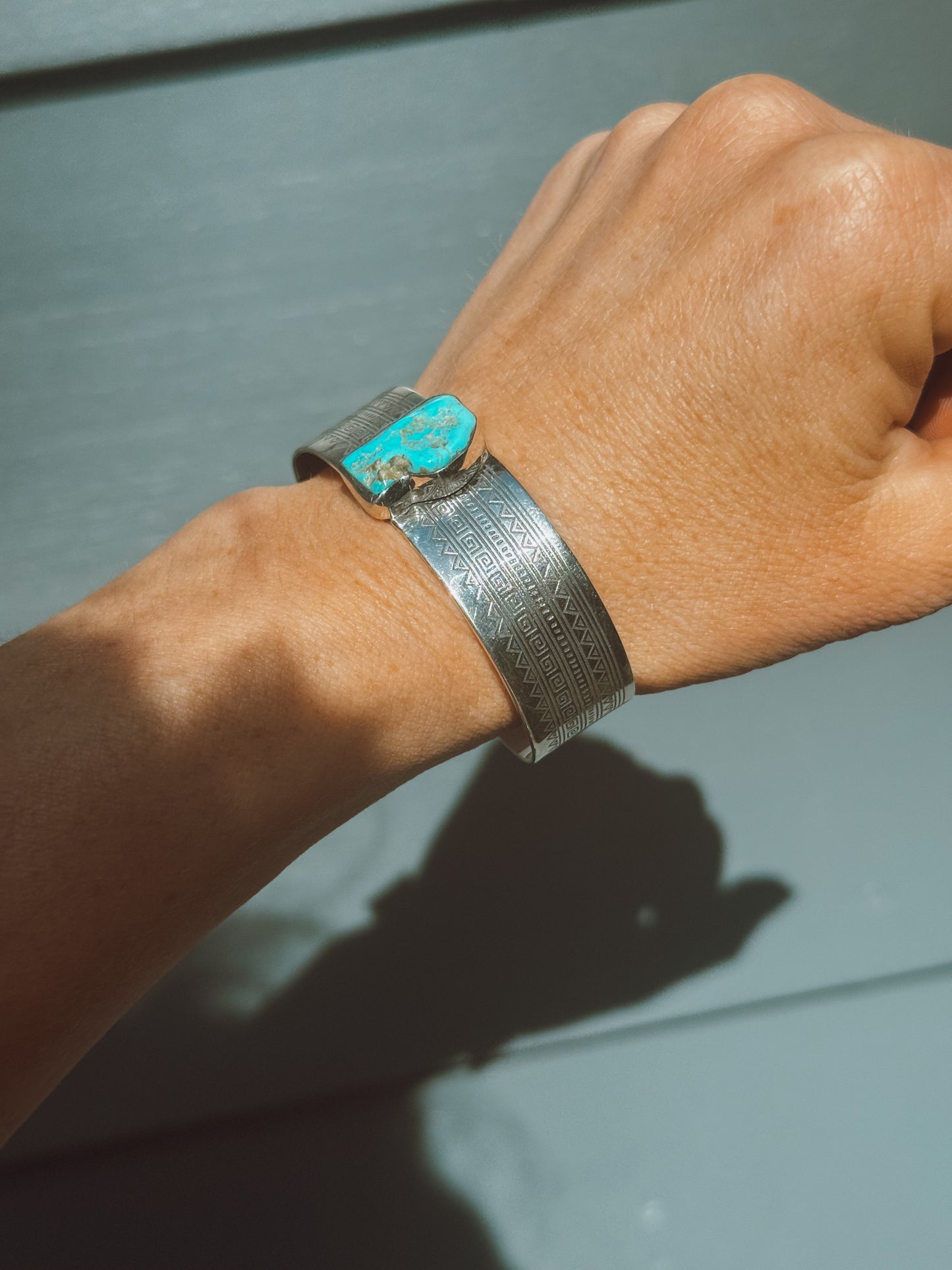 Turquoise Aztec Sterling Silver Cuff Bracelet