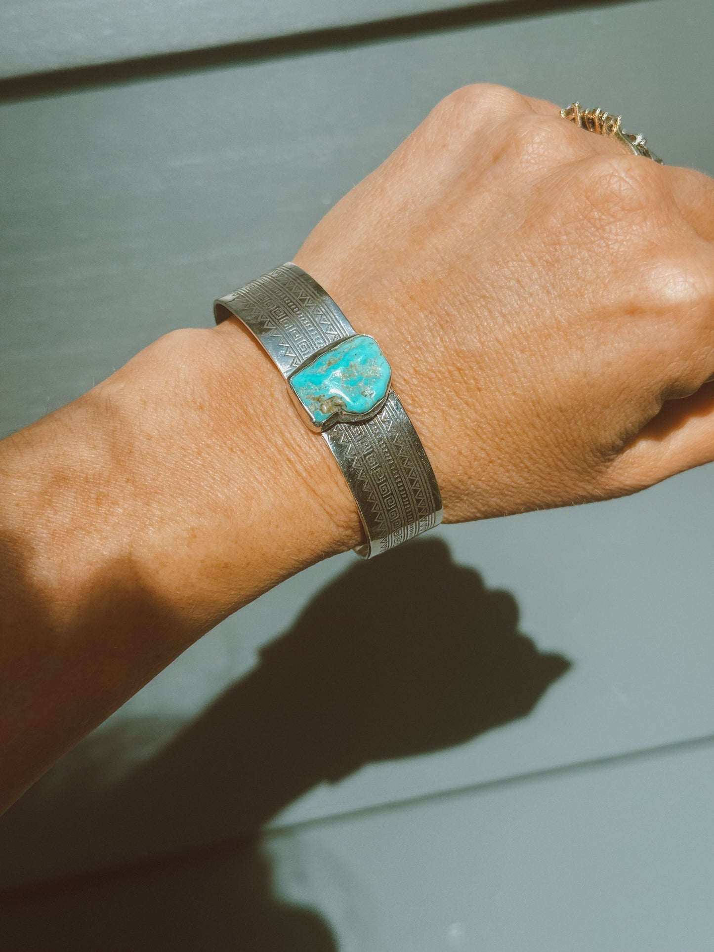 Turquoise Aztec Sterling Silver Cuff Bracelet