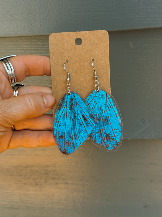 Blue Morpho Butterfly Wing Earrings – Stainless Steel