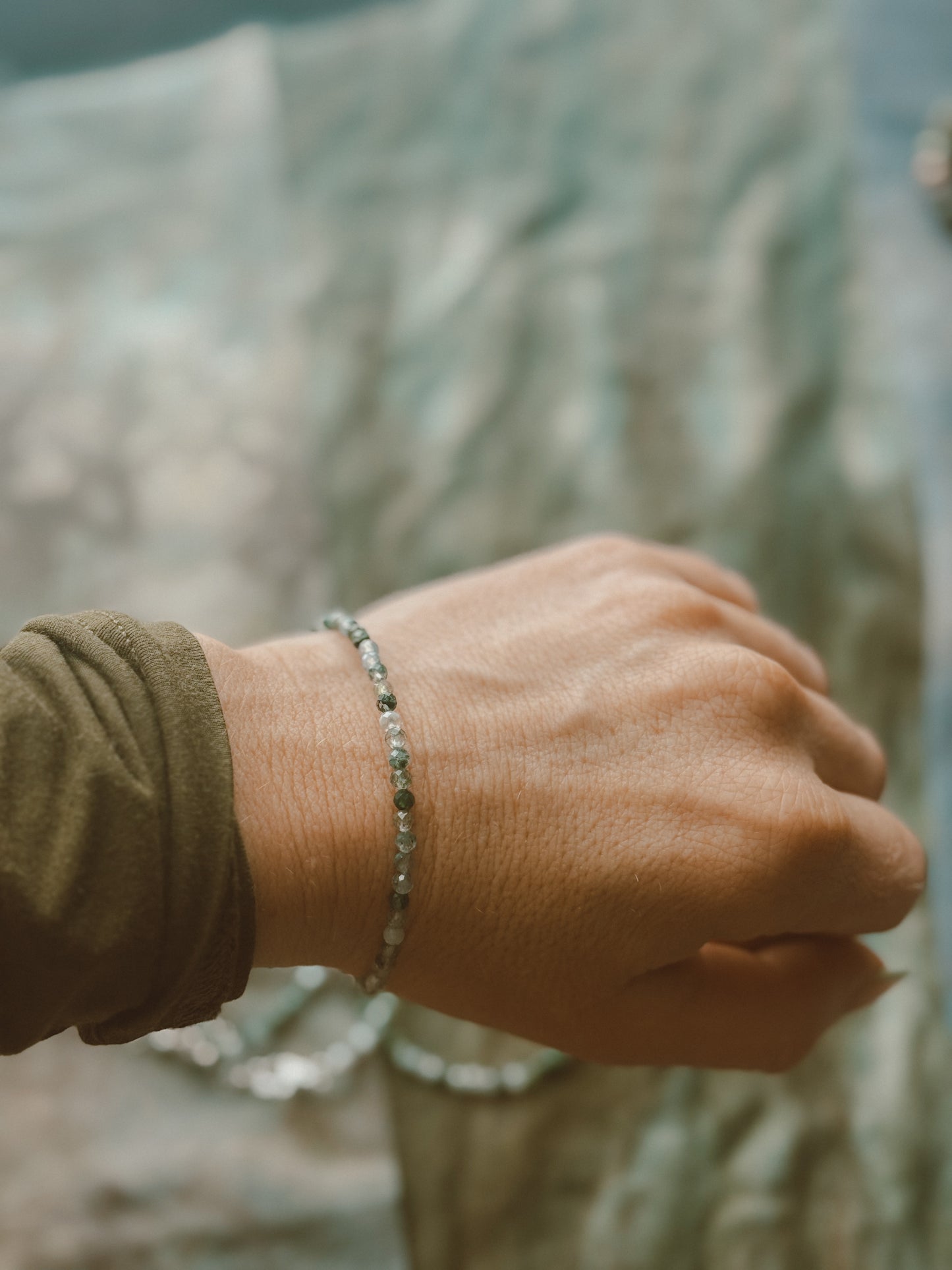 Moss Agate Faceted Bracelet — adjustable clasp