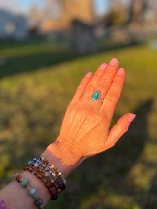 Ocean Blue Apatite Sterling Silver Ring – Size 6